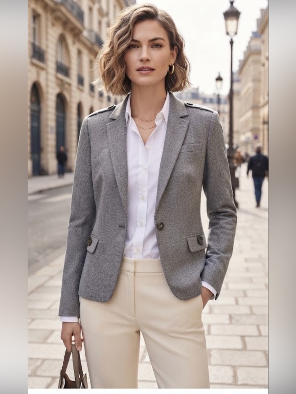 NWOT Banana Republic Gray Schoolboy Blazer with Epaulets Size 8